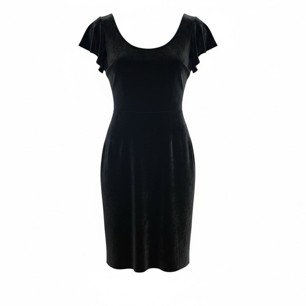 ‎London Times Velvet Ruffle Sleeve Dress